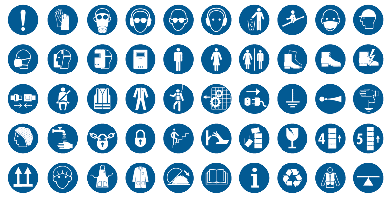 Set Of Mandatory Safety Equipment Signs Royalty Free Vector, 56% OFF